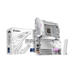 Материнская плата, Gigabyte, Z890 A ELITE WF7 ICE (4719331865221), LGA1851, iZ890, 4xDDR5 9200(OC)/6400/6200/6000/5800/5600, 4xSATA3, 4xM.2 (2*PCI-E 4.0x4/x2, 1*PCI-E 5.0x4/x2, 1*PCI-E 4.0x4/x2 или SATA3), Raid, 1*HDMI, 1*DP, 1*Intel® Thunderbolt™ 4 (USB4