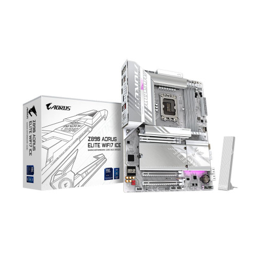Материнская плата, Gigabyte, Z890 A ELITE WF7 ICE (4719331865221), LGA1851, iZ890, 4xDDR5 9200(OC)/6400/6200/6000/5800/5600, 4xSATA3, 4xM.2 (2*PCI-E 4.0x4/x2, 1*PCI-E 5.0x4/x2, 1*PCI-E 4.0x4/x2 или SATA3), Raid, 1*HDMI, 1*DP, 1*Intel® Thunderbolt™ 4 (USB4