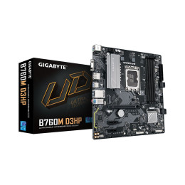 Материнская плата, Gigabyte, B760M D3HP (4719331864347), LGA1700, iB760, 4xDDR5 4400/4800/5200/5600, 4xSATA3, 2xM.2 (PCI-E 4.0x4/x2), Raid, 1xD-Sub, 1хDP, 1xHDMI, 1xPCI-Ex16, 2xPCI-Ex1, mATX
