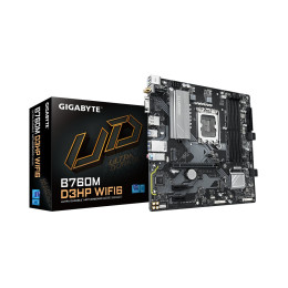 Материнская плата, Gigabyte, B760M D3HP WIFI6 (4719331867638), LGA1700, iB760, 4xDDR5 4000/4800/5200/5600, 4xSATA3, 2xM.2 (PCI-E 4.0x4/x2), Raid, 1xD-Sub, 1хDP, 1xHDMI, 1xPCI-Ex16, 2xPCI-Ex1, WiFi, mATX