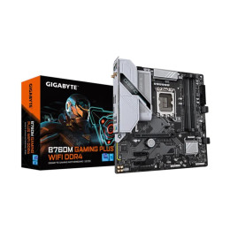 Материнская плата, Gigabyte, B760M GAMING PLUS WIFI DDR4 (4719331862855), LGA1700, iB760, 4xDDR4 2133/2400/2666/2933/3200/5333(OC), 4xSATA3, 2xM.2 (PCI-E 4.0x4/x2), Raid, 1хDP, 1xHDMI, 1xPCI-Ex16, 2xPCI-Ex1, WiFi, mATX
