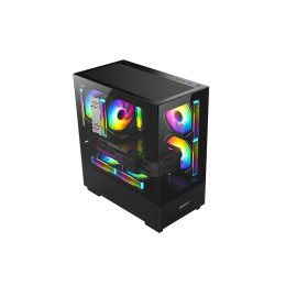 Компьютерный корпус, Huntkey, G35, Micro ATX/Mini-ITX, USB 1*3.0/2*2.0, HD-Audio+Mic, Кулер 3*12см RGB, Высота процессорного кулера до 160 мм, Длина VGA до 340мм, 1*3.5