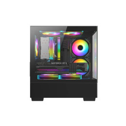 Компьютерный корпус, Huntkey, G35, Micro ATX/Mini-ITX, USB 1*3.0/2*2.0, HD-Audio+Mic, Кулер 3*12см RGB, Высота процессорного кулера до 160 мм, Длина VGA до 340мм, 1*3.5