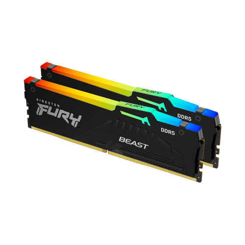 Комплект модулей памяти, Kingston, FURY Beast RGB KF556C36BBEAK2-32 (Kit 2x16GB), DDR5, 32GB, DIMM <PC5-44800/5600MHz>, Чёрный
