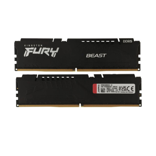 Комплект модулей памяти, Kingston, FURY Beast Black KF560C36BBE2K2-32 (Kit 2x16GB), DDR5, 32GB, DIMM <PC5-48000/6000MHz>