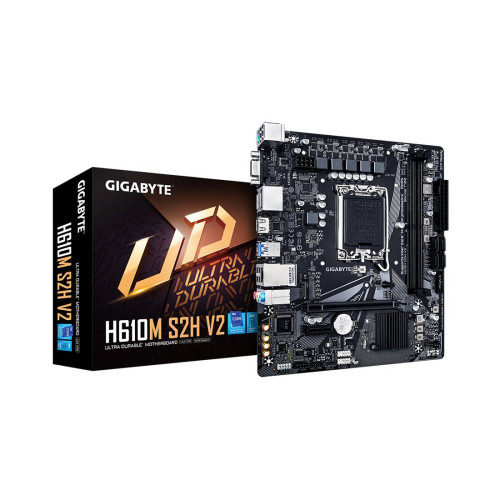 Материнская плата, Gigabyte, H610M S2H V2 (4719331859817), LGA1700, iH610, 2xDDR5 4400/4800/5200/5600, 4xSATA3, 1xM.2 (PCI-E 3.0x4/x2), 1xD-Sub, 1xHDMI, 1xDP, 1xPCI-Ex16, 1xPCI-Ex1, mATX
