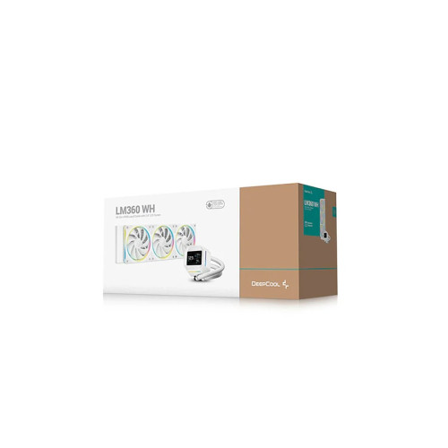 Кулер с водяным охлаждением, Deepcool, LM360 WH, Intel 1851/1700/1200/115х и AMD AM5/AM4/, TDP 300W, 3*120мм FD12 ARGB, 600-2400 RPM±10%, 72,04CFM, 38,71 dB(A), Белый