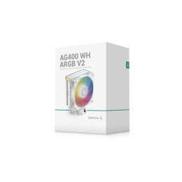 Кулер для процессора, Deepcool, AG400 WH ARGB V2 R-AG400-WHAMMN-GJD, Intel 1851/1700/1200/115х и AMD AM5/AM4, 220W, 120мм ARGB, 500- 2100±10% об/м, 75,89CFM,  31.6dB(A), 4pin, 125х92х154мм, Белый