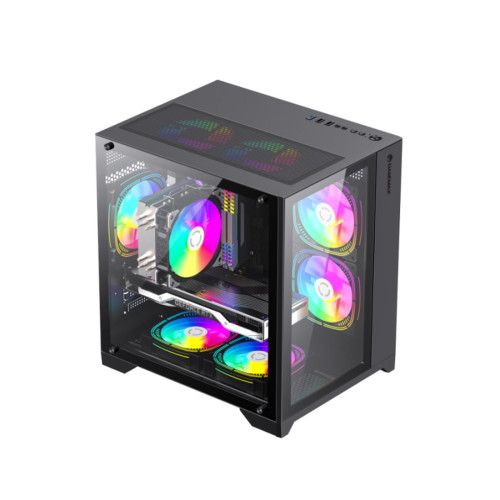 Компьютерный корпус, Gamemax, Infinity Mini BK, 9101-0000R0209, 9101-0000R0191, M-ATX, USB 3.0*1/ USB 2.0*2, HD Audio, Кулер ARGB 7*120mm, Высота процессорного кулера 155мм, Длина VGA 330мм, Количество отсеков 1*3,5" / 2*2,5", Сталь/Закаленное стекло, 358