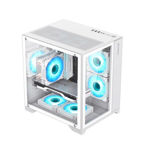 Компьютерный корпус, Gamemax, Infinity Mini WH, 9101-0000R0211, 9101-0000R00190, M-ATX, USB 3.0*1/ USB 2.0*2, HD Audio, Кулер ARGB 7*120mm, Высота процессорного кулера 155мм, Длина VGA 330мм, Количество отсеков 1*3,5" / 2*2,5", Сталь/Закаленное стекло, 35