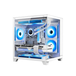 Компьютерный корпус, Huntkey, S900 White, Micro ATX/Mini-ITX, USB 1*3.0/2*2.0, HD-Audio+Mic, Кулер 5*12см ARGB, Высота процессорного кулера до 155 мм, Длина VGA до 320мм, 2*3.5