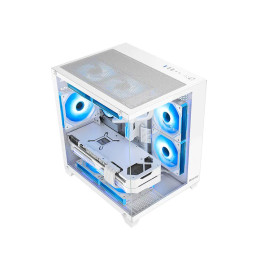 Компьютерный корпус, Huntkey, S900 White, Micro ATX/Mini-ITX, USB 1*3.0/2*2.0, HD-Audio+Mic, Кулер 5*12см ARGB, Высота процессорного кулера до 155 мм, Длина VGA до 320мм, 2*3.5