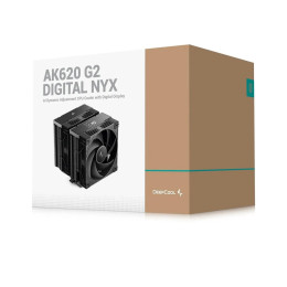 Кулер для процессора, Deepcool, AK620 G2 Digital NYX R-AK620G2-BKNNMN-GJD-1, Intel 1851/1700/1200/115х и AMD AM5/AM4, 300W, 2*120мм, 2000±10%/об/м, 57.76 CFM, 28.87 dB(A), 4pin, 125х144х159мм, Черныйс