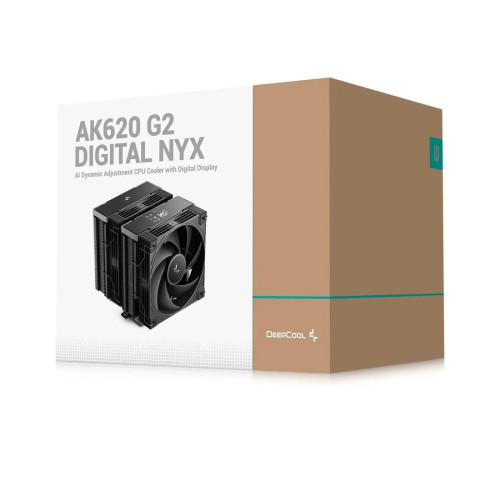 Кулер для процессора, Deepcool, AK620 G2 Digital NYX R-AK620G2-BKNNMN-GJD-1, Intel 1851/1700/1200/115х и AMD AM5/AM4, 300W, 2*120мм, 2000±10%/об/м, 57.76 CFM, 28.87 dB(A), 4pin, 125х144х159мм, Черныйс