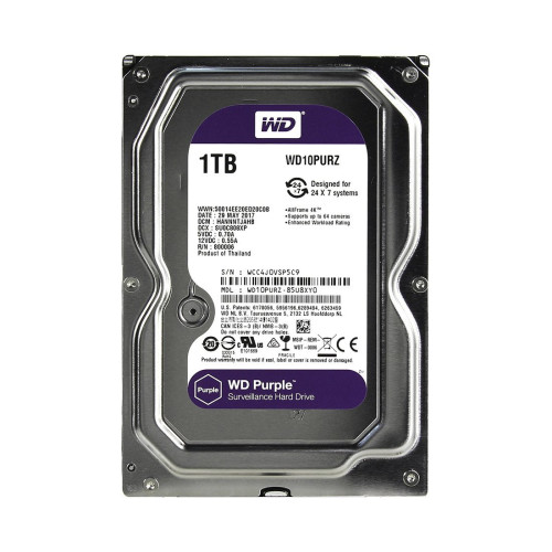 Жёсткий диск для видеонаблюдения, Western Digital, WD10PURZ Purple, HDD 1Tb, SATA 6Gb/s, 64Mb 3,5"