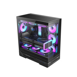 Компьютерный корпус, Huntkey, GX760A Fortune, ATX/Micro ATX, USB 1*3.0/2*2.0, HD-Audio, Кулер 4*12см ARGB, Высота процессорного кулера до 160 мм, Длина VGA до 400мм, 1*3.5
