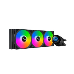 Кулер с водяным охлаждением, Huntkey, GX360R Atlas Shark Black, Intel 20хх/1851/1700/1200/115х и AMD AM5/AM4/, TDP 300W, 3*120мм ARGB, 800-2000RPM±10%, 78CFM, 32 dB(A), Чёрный
