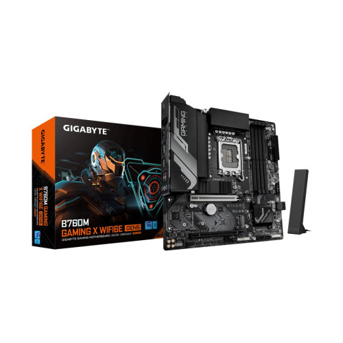 Материнская плата, Gigabyte, B760M GAMING X WIFI6E GEN5 (4719331872953), LGA1700, iB760, 4xDDR5 4400/4800/5200/5600/7600(OC), 4xSATA3, Raid, 2xM.2 (PCI-E 4.0x4/x2), 1хDP, 1xHDMI, 2xPCI-Ex16, WiFi, mATX