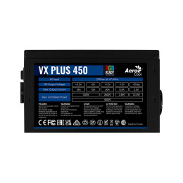 Блок питания, Aerocool, VX PLUS Stealth 450 , 450W, ATX, None-PFC, 20+4pin, 4+4pin, 2*Sata, 2*Molex, 1*FDD, 1*PCI-E 6pin, Вентилятор 12см, Кабель питания, Чёрный