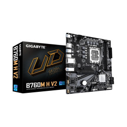 Материнская плата, Gigabyte, B760M H V2 (4719331878054), LGA1700, iB760, 2xDDR5 4000/4800/8000(OC), 4xSATA3, 1xM.2 (PCI-E 4.0x4/x2), Raid, 1хDP, 1xHDMI, 1xPCI-Ex16, 1xPCI-Ex1, mATX