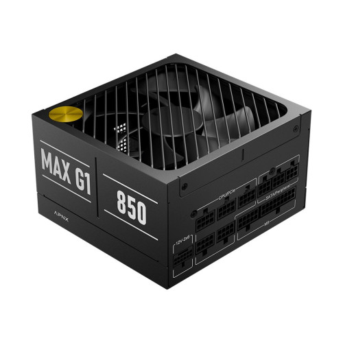 Блок питания, APNX, MAX G1, 850W, ATX 3.1, Gold, APFC, 20+4pin, 2*4+4pin, 10*Sata, 2*Molex, 3*PCI-E 6+2pin, 1*12V-2X6, Модульный, Вентилятор 13,5 см, Кабель питания, Чёрный