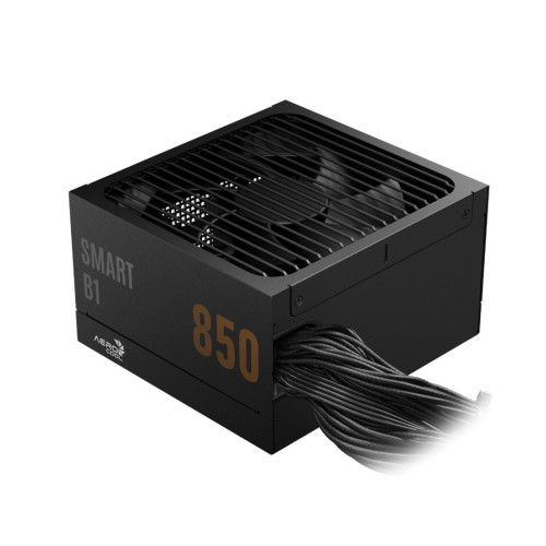 Блок питания, Aerocool, SMART B1, 850W, ATX 3.1, Bronze, APFC, 20+4pin, 2*4+4pin, 8*Sata, 2*Molex, 3*PCI-E 6+2pin, 12V-2X6, Вентилятор 13,5 см, Кабель питания, Чёрный