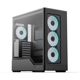 Компьютерный корпус, Aerocool, D520A-BK-v1, ATX/Micro ATX, USB 1*Type C/2*3.0, HD-Audio+Mic, Кулер 4*12 см APNX ARGB, Высота процессорного кулера до 180 мм, Длина VGA до 400мм, 1*3.5