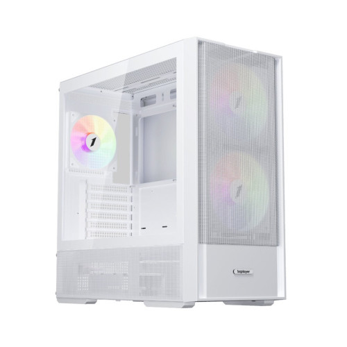 Компьютерный корпус, 1STPLAYER, AU7-WH, AU7-WH-2FA7-14-W-2FA7R-W-1FA7-W, ATX / M-ATX / ITX, 1*3.5"/2*2.5", Вентилятор 4*14см, Высота кулера до 170 мм, Длина VGA до 390 мм, 457x215x465 мм, Без Б/П, Белый