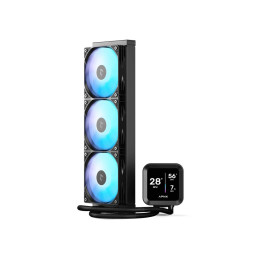 Кулер с водяным охлаждением, APNX, LC1-D 360 BK , Intel 1851/1700/1200/115х и AMD AM5/AM4/, TDP 320W, 3*120мм ARGB, 600-1800RPM±10%, 81,5CFM, 38 dB(A), Чёрный