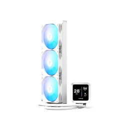 Кулер с водяным охлаждением, APNX, LC1-D 360 WH , Intel 1851/1700/1200/115х и AMD AM5/AM4/, TDP 320W, 3*120мм ARGB, 600-1800RPM±10%, 81,5CFM, 38 dB(A), Белый