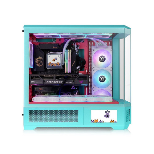 Компьютерный корпус, Thermaltake, View 600 TG Mint Strawberry, CA-11H-00FLWN-00, E-ATX / ATX, 3*3.5"/3*2.5", Высота кулера до 175 мм, Длина VGA до 480 мм, 560 249 584 мм, Без Б/П, Голубой