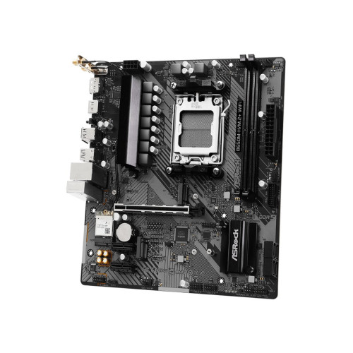 Материнская плата, ASRock, B650M-H/M.2+ WIFI (4710483949913), AM5, B650, 2xDDR5 6400+(OC), 4xSATA3, 2xM.2 (PCI-E 4.0x4), 1xHDMI, 1xDP, 1xPCI-Ex16, 2xPCI-Ex1, WiFi, mATX