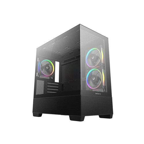 Компьютерный корпус, Deepcool, CG380 3F R-CG380-BKAGM3-G, Micro ATX/Mini-ITX, USB Type-C/3.0*2, Audio+Mic, 3*120mm ARGB, Высота процессорного кулера до 176мм, Длина VGA до 410мм, 2*3.5"/2+1*2.5", Слот 5, Сталь 0,6, 437x235x451мм, Без Б/П, Черный