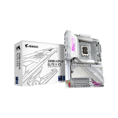 Материнская плата, Gigabyte, Z890 AORUS ELITE X ICE (4719331864989), LGA1851, iZ890, 4xDDR5 5600/5800/6000/6200/6400/9500(OC), 4xSATA3, 5xM.2 (1*PCI-E 5.0x4/2, 3*PCI-E 4.0x4/2, 1*PCI-E 4.0x4/2 и SATA), Raid, 1х Intel® Thunderbolt™ 4 (функционал USB4® USB