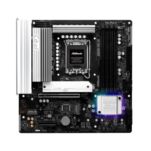 Материнская плата, ASRock, B860M PRO RS (4711581490277), LGA1851, B860, 4xDDR5 4400/4800/5600/8666+(OC), 4xSATA3, 3xM.2 (PCI-E 4.0x4), Raid, 1xDP, 1xHDMI, 1xPCI-Ex16, 1xPCI-Ex4, mATX