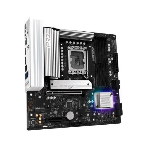 Материнская плата, ASRock, B860M PRO RS (4711581490277), LGA1851, B860, 4xDDR5 4400/4800/5600/8666+(OC), 4xSATA3, 3xM.2 (PCI-E 4.0x4), Raid, 1xDP, 1xHDMI, 1xPCI-Ex16, 1xPCI-Ex4, mATX