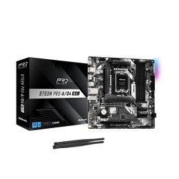 Материнская плата, ASRock, B760M PRO-A/D4 WIFI (4710483944659), LGA1700, iB760, 4xDDR4 3200/5333+(OC), 4xSATA3, 2xM.2 (PCI-E 4.0x4), Raid, 1xDP, 1xHDMI, 2xPCI-Ex16, 1xPCI-Ex1, WiFi, mATX