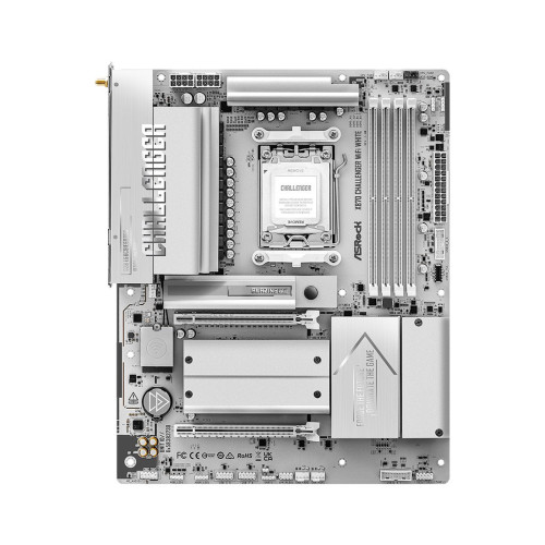 Материнская плата, ASRock, X870 Challenger WiFi White (4711581493865), AM5, X870, 4xDDR5 8000+(OC), 2xSATA3, 4xM.2 (2*PCIe Gen4x4, 1*PCIe Gen5x4, 1*PCIe Gen4x2), RAID, 1xHDMI, 2xUSB4 Type-C®, 2xPCI-Ex16, WiFi, ATX