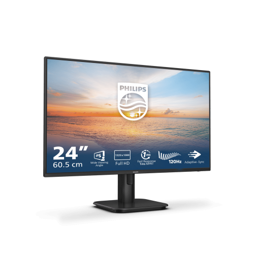 Монитор 23,8" PHILIPS 24E1N1100A/01 IPS, 1920x1080, 120Hz, 1мс, 300кд/м, Угол Обзора 178/178, 1300:1, SRGB, Mega Infinity DCR, Игровой режим SmartImage, VESA 100x100, 1xHDMI 1xVGA, Колонки 2x2W, Наклон -5/20 градусов, Черный