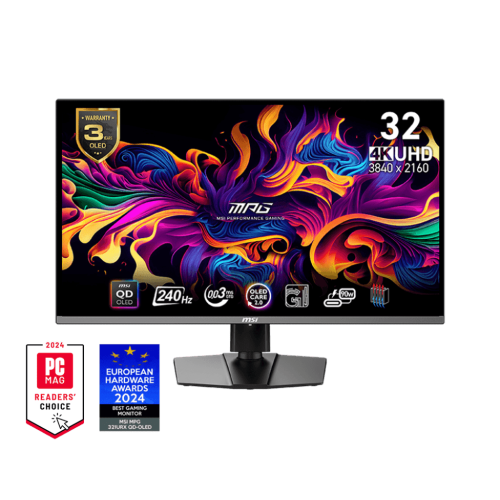 Игровой Монитор 31.5" MSI MPG 321URX QD-OLED, 3840x2160 UHD 4K, 240Hz, 0.03ms, 250cd/m, 1500000:1, Угол Обзора 178/178, 16:9, 2xHDMI, 1xDP, 1xType-c, 2xUSB 2.0 Type-A, 1x USB 2.0 Type-B, 1xHeadphone-out, (AMD FreeSync™ Premium Pro,DisplayHDR True Black 40