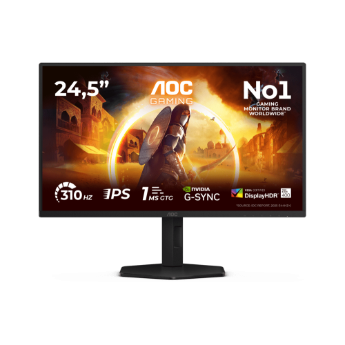 Монитор Игровой 24,5" AOC 25G4SXU/01 IPS 1920x1080 310Hz 1ms 400cdm 1000:1 2xHDMI 1xDP Регулировка по высоте 130мм Черный