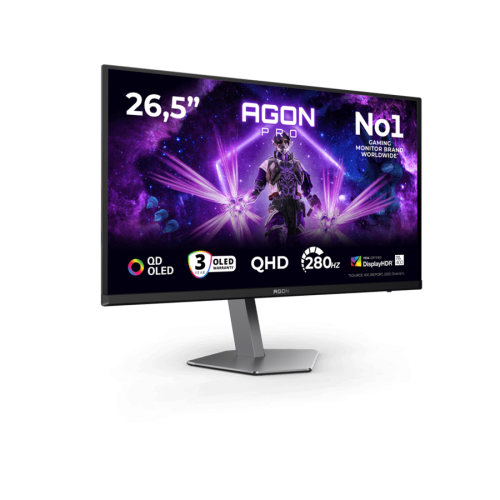 ТОПОВЫЙ ПРОФЕССИОНАЛЬНЫЙ ИГРОВОЙ МОНИТОР 27" AOC AG276QZD2 QD-OLED 2560x1440 280Hz 0,03ms 1000cd/m2 1.5M:1 2xHDMI 2xDP 2xUSB 2x5W Черный