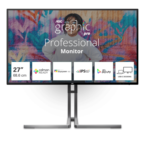 Монитор 27" AOC U27U3CV NanoIPS 3840x2160 60Hz 4ms 400cd/m 1300:1 2xHDMI 1xDP 4xUSB3.2 SP 3Wx2 Black