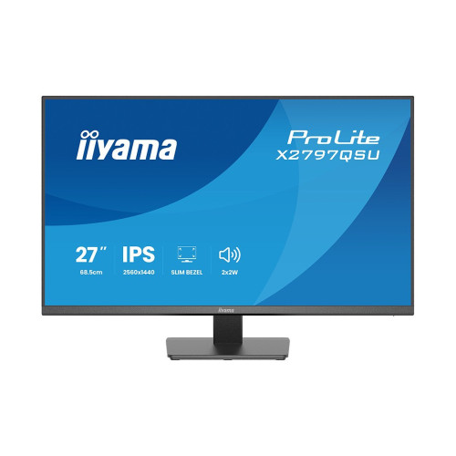 Монитор, iiyama, ProLite X2797QSU-B1, 27", 2560x1440, IPS, 75Гц, 16:9, 350 кд/м, 1000:1, 1 мс, 178/178, HDMI*2, DP*1, USB A*2, USB C*2 , VESA 100*100 мм, Черный
