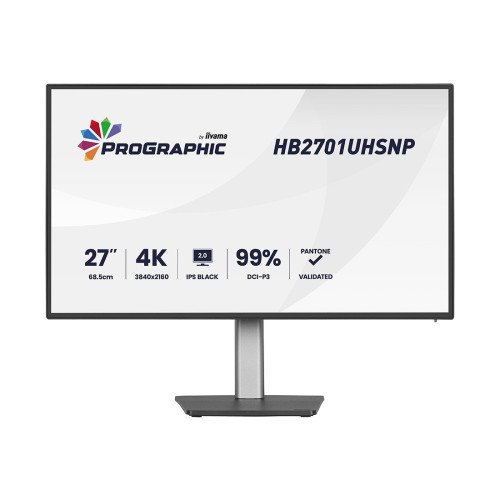 Монитор, iiyama, ProGraphic HB2701UHSNP-B1, 27", 3840x2160, IPS, 16:9, 60 Гц, 450 кд/м, 4 мс, 3000:1, 178/178, HDMI*1, DP*1, USB-C*1, Черный