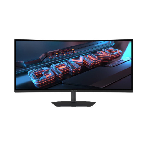 Монитор, Gigabyte, G34WQC2-EK, 34", Изогнутый, 3440x1440, VA, 200 Гц, 16:9, 450 кд/м2, 4000:1, 1 мс, 16.7 млн., 178/178, HDMI*2, DP*1, Аудиопорт*1, встроенный БП, VESA 100*100 мм, Регулировка наклона, кабель DP в комплекте, Чёрный