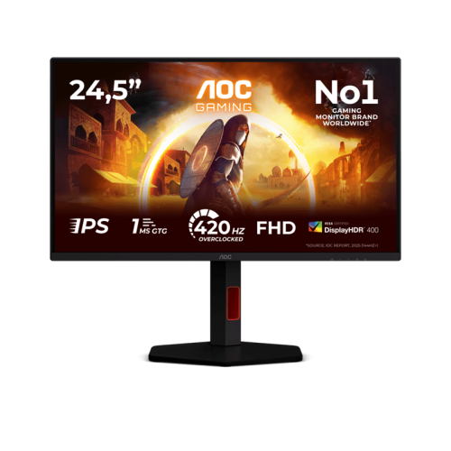 Монитор Игровой 24,5" AOC 25G4KUR Fast IPS 1920x1080 420Hz 1ms 350cd/m 1000:1 2xHDMI 1xDP 4xUSB-A 1xUSB-B 1x AudioOut HAS Черный