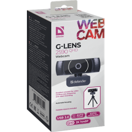 Веб-камера Defender G-Lens 2590 QHD, 3.7 Мп, 2160 x 1440, 30 к/с, встроенный микрофон, USB 2.0, кабель 1.4 м, черная
