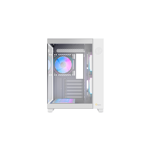 Корпус Ocypus Iota C70 WH ARGB ATX/mATX/mITX 2xUSB, Type-C, Предустановлены 6 вентиляторов с ARGB подсветкой, Белый, Iota-C70-WHD600XX-GL
