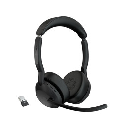 Гарнитура, Jabra, 25599-999-999, Jabra Evolve2 55, Link380a MS Stereo, Беспроводная, Bluetooth 5.2, защита органов слуха : Jabra SafeTone™ 2.0, PeakStop 105, -5°C to + 45°C, Спящий режим